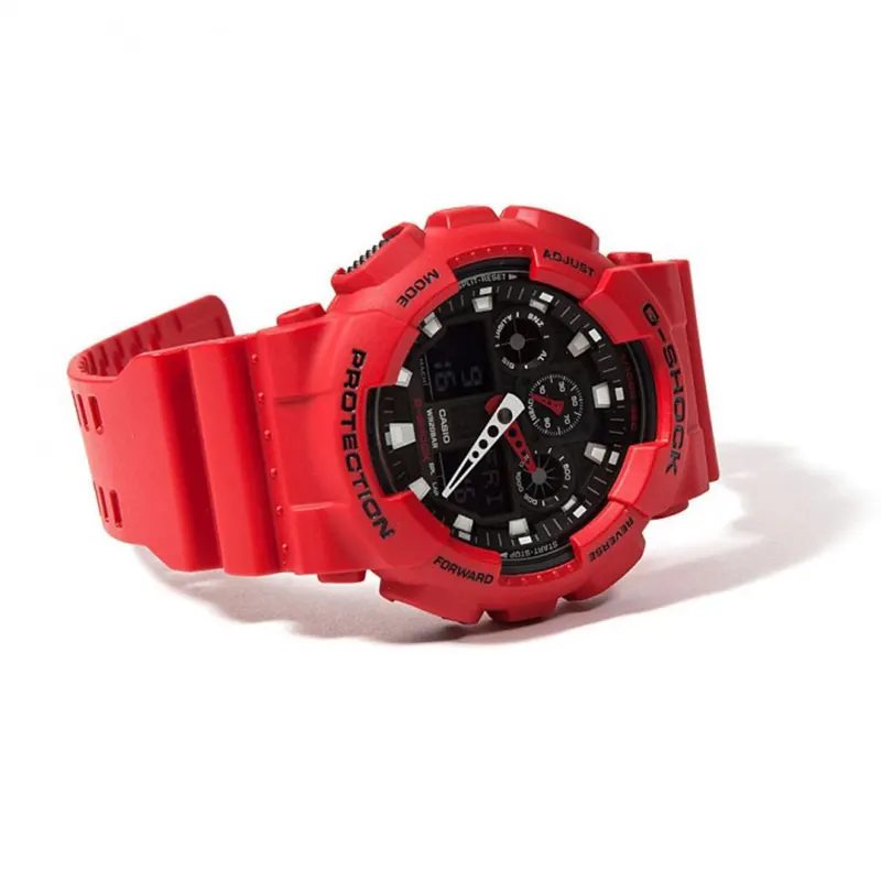 Casio G-Shock GA-100B-4A Dual-time Red Band Men's Watch